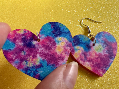 Acrylic Pour Earrings: Laser Cut Acrylic Rainbows, Colorful, Paint Splatter, Psychedelic, Magic, Pride, Art, Paint, Gifts for Her/Him/Them