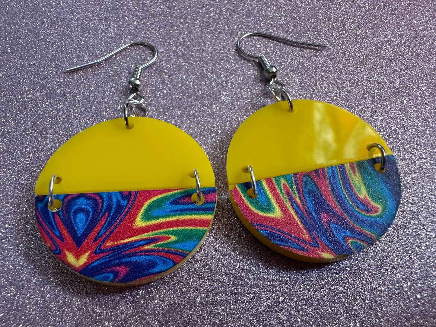 Acrylic Pour Earrings: Laser Cut Acrylic Rainbows, Colorful, Paint Splatter, Psychedelic, Magic, Pride, Art, Paint, Gifts for Her/Him/Them