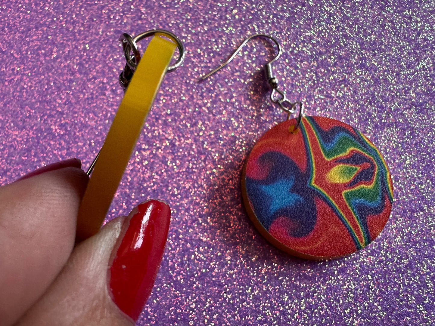 Acrylic Pour Earrings: Laser Cut Acrylic Rainbows, Colorful, Paint Splatter, Psychedelic, Magic, Pride, Art, Paint, Gifts for Her/Him/Them