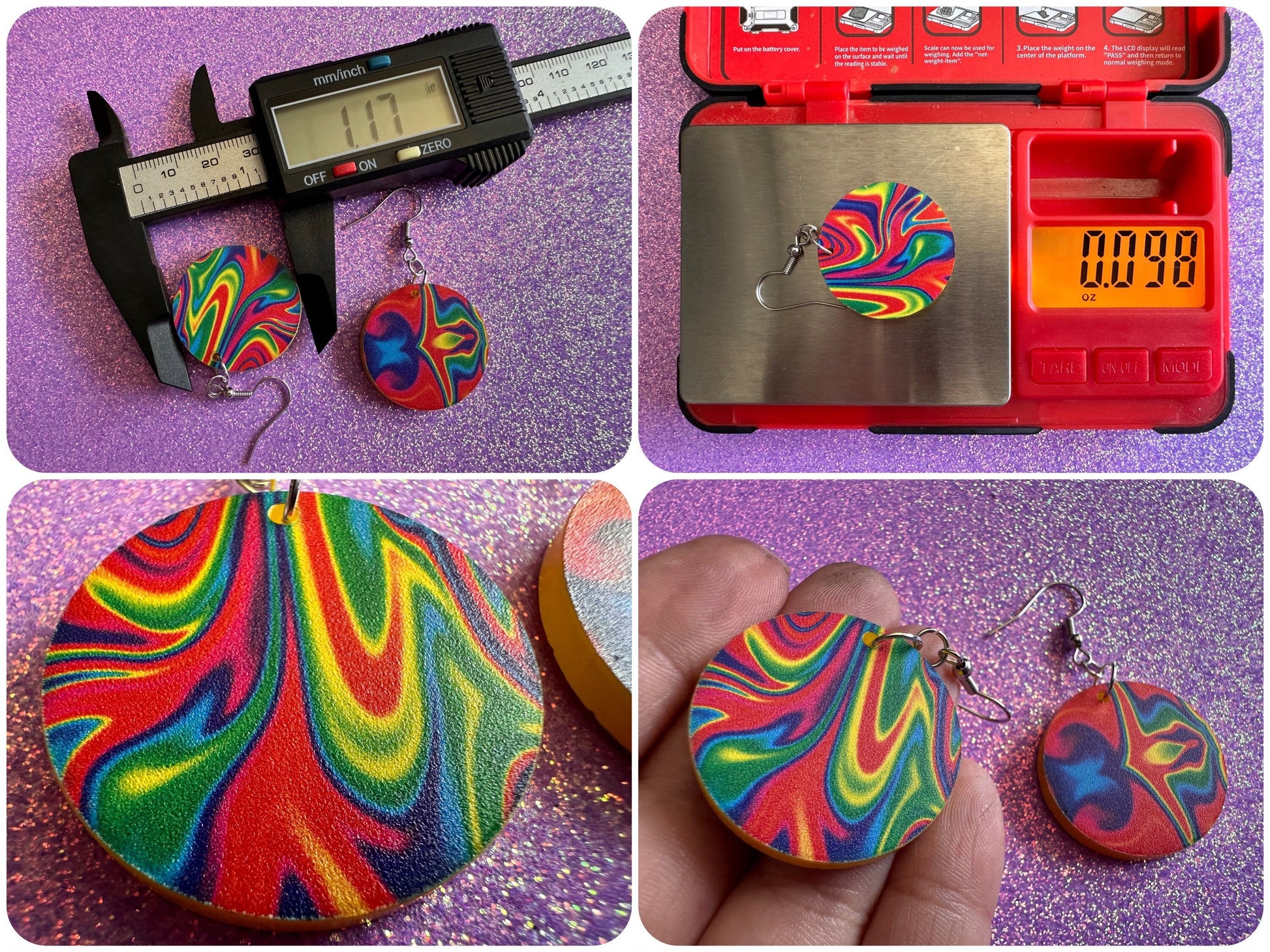 Acrylic Pour Earrings: Laser Cut Acrylic Rainbows, Colorful, Paint Splatter, Psychedelic, Magic, Pride, Art, Paint, Gifts for Her/Him/Them