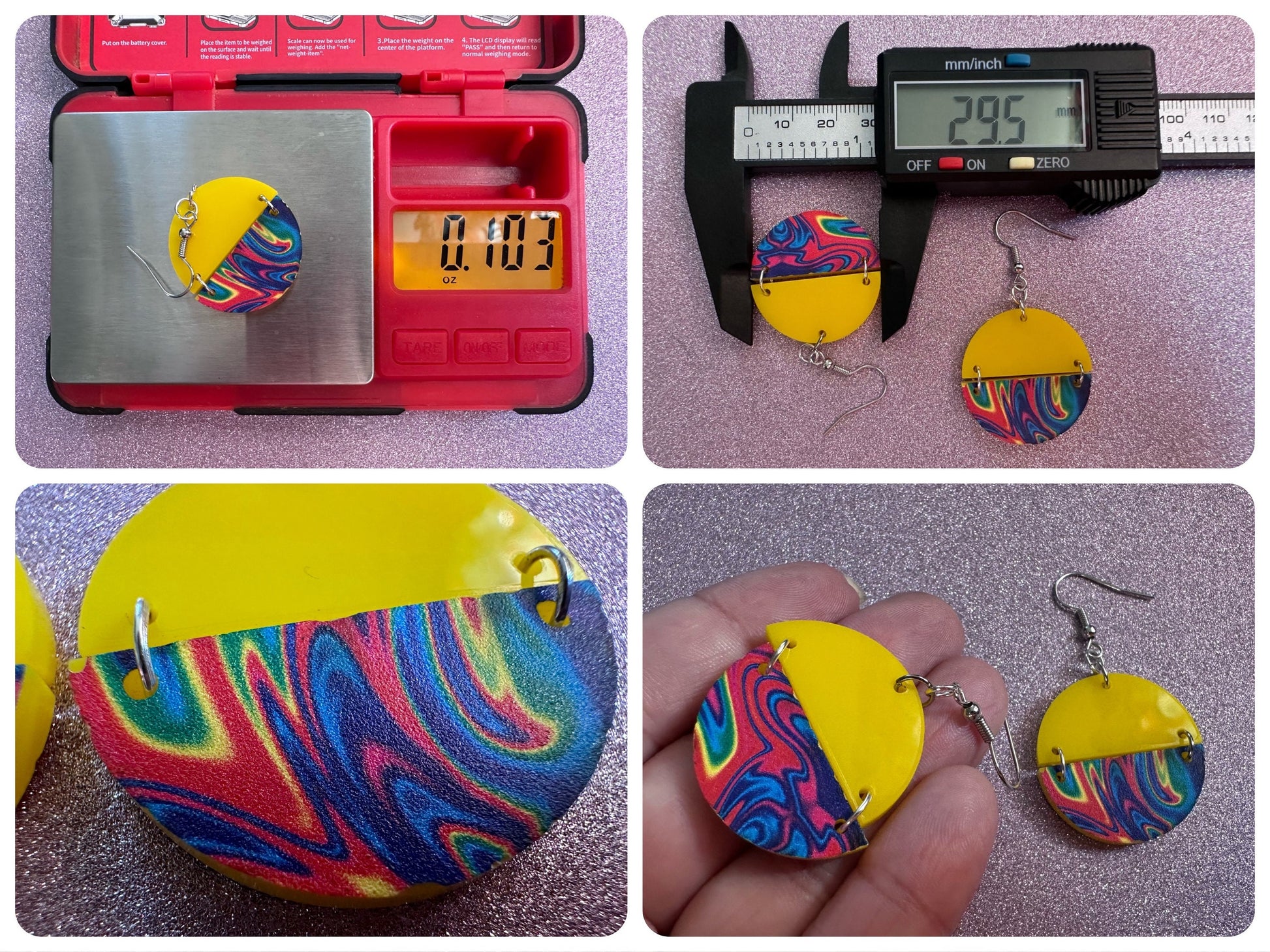 Acrylic Pour Earrings: Laser Cut Acrylic Rainbows, Colorful, Paint Splatter, Psychedelic, Magic, Pride, Art, Paint, Gifts for Her/Him/Them