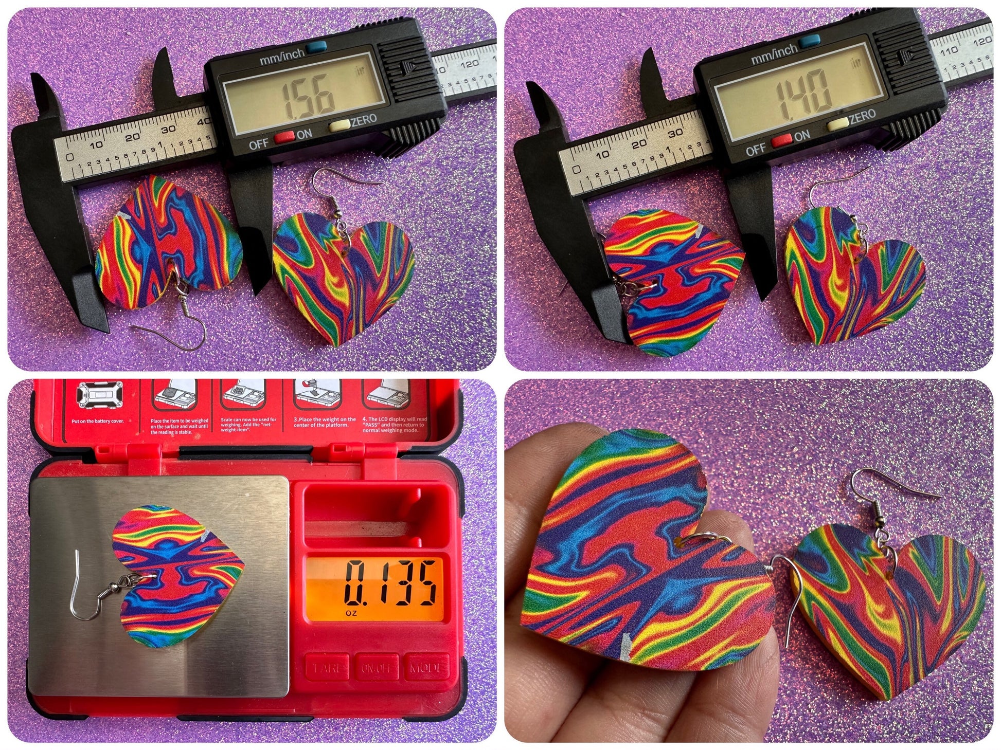 Acrylic Pour Heart Earrings: Laser Cut Acrylic Rainbows, Colorful, Paint Splatter, Psychedelic, Magic, Pride, Art, Gifts for Her/Him/Them
