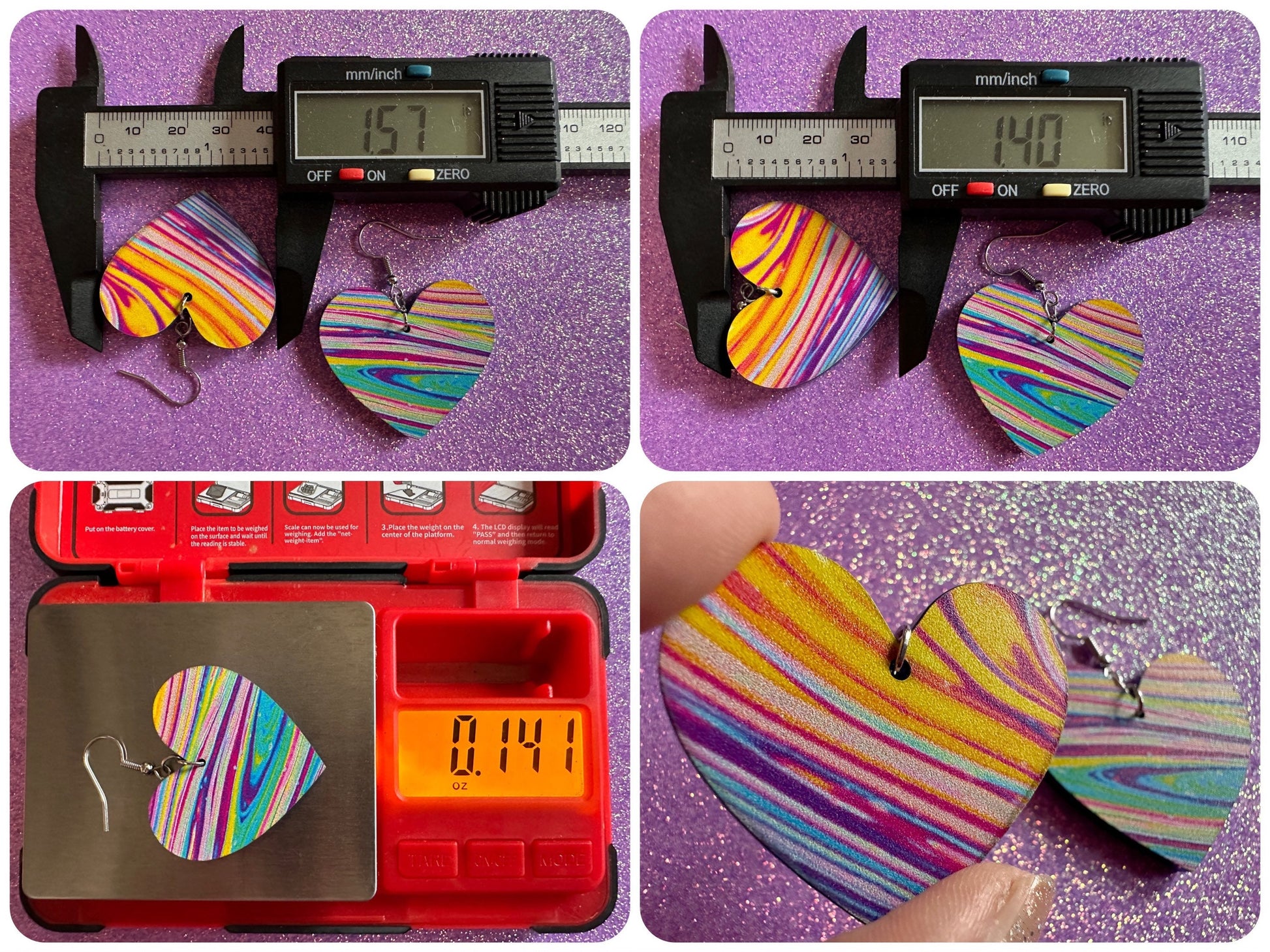 Acrylic Pour Heart Earrings: Laser Cut Acrylic Rainbows, Colorful, Paint Splatter, Psychedelic, Magic, Pride, Art, Gifts for Her/Him/Them