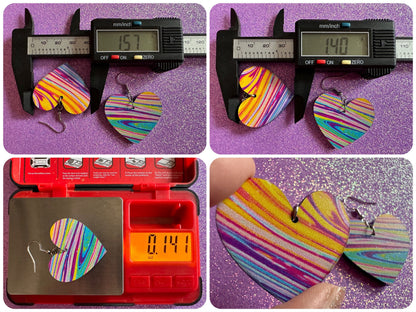 Acrylic Pour Heart Earrings: Laser Cut Acrylic Rainbows, Colorful, Paint Splatter, Psychedelic, Magic, Pride, Art, Gifts for Her/Him/Them