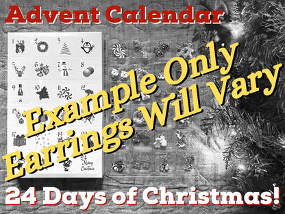 Advent Calendar (Earring-licious): 24 Days of Christmas Earrings, Christmas Gift, Present, Gifts for Her/Him/Them