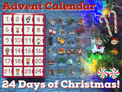 Advent Calendar (Earring-licious): 24 Days of Christmas Earrings, Christmas Gift, Present, Gifts for Her/Him/Them