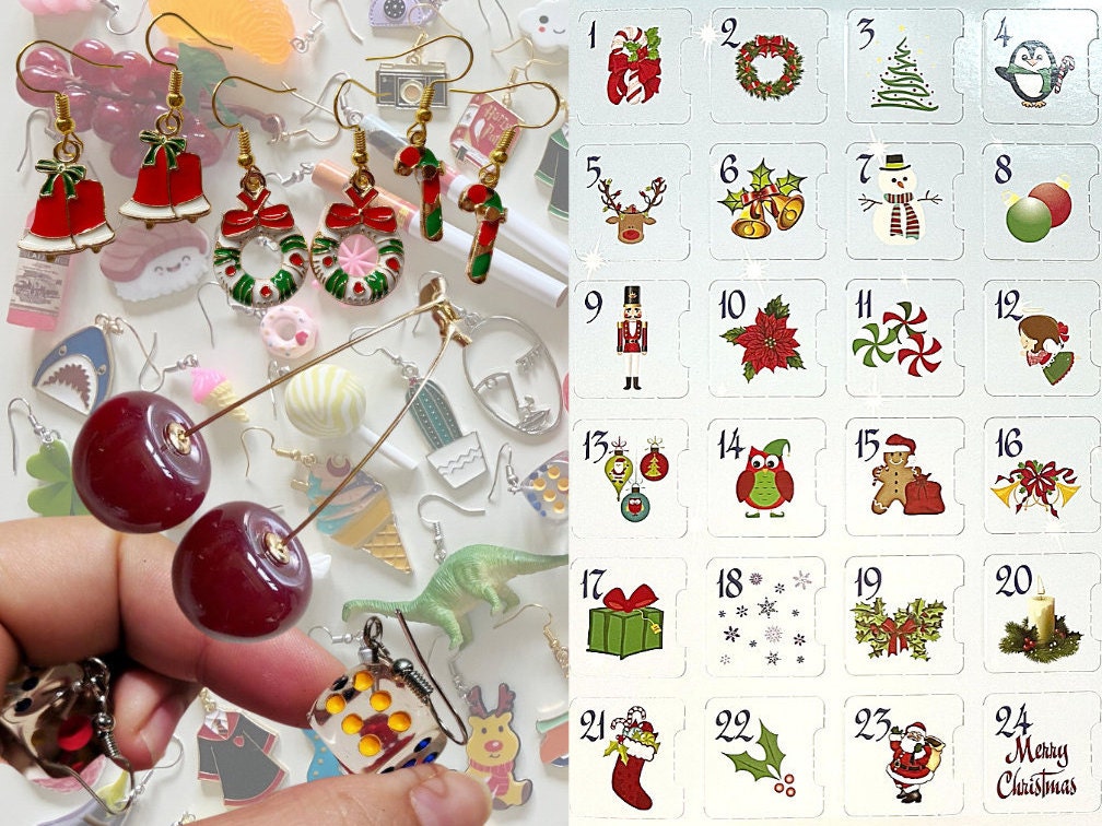 Advent Calendar (Earring-licious): 24 Days of Christmas Earrings, Christmas Gift, Present, Gifts for Her/Him/Them