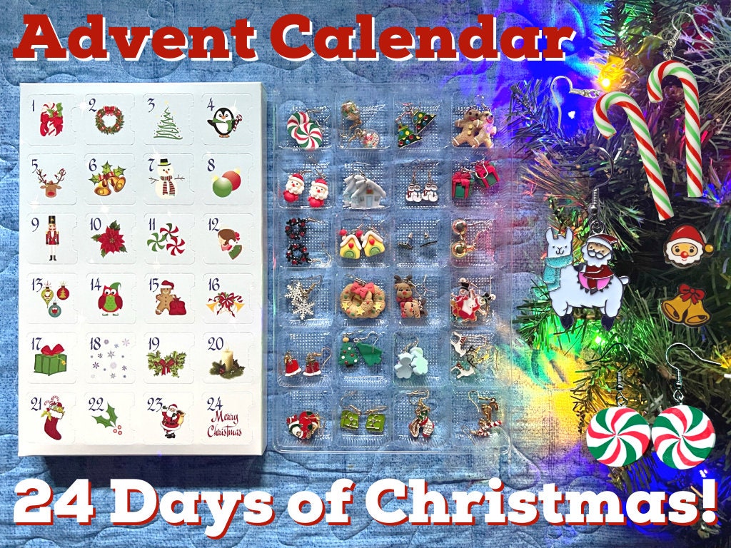 Advent Calendar (Earring-licious): 24 Days of Christmas Earrings, Christmas Gift, Present, Gifts for Her/Him/Them