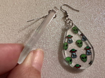 Alien Earrings: Laser Cut Acrylic Aliens, Cow Abduction, Area 51, Aliens, Extraterrestrial, Astronomy, Gag Gift, Best Gifts for Her/Him/Them