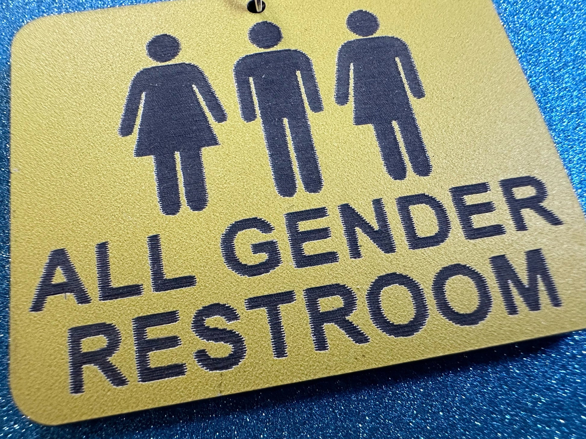 All Gender Restroom Sign Earrings: Laser Cut Acrylic Earrings, Black and Yellow, LGBTQ+, Pride, Inclusive, Best Gifts for Her/Him/Them