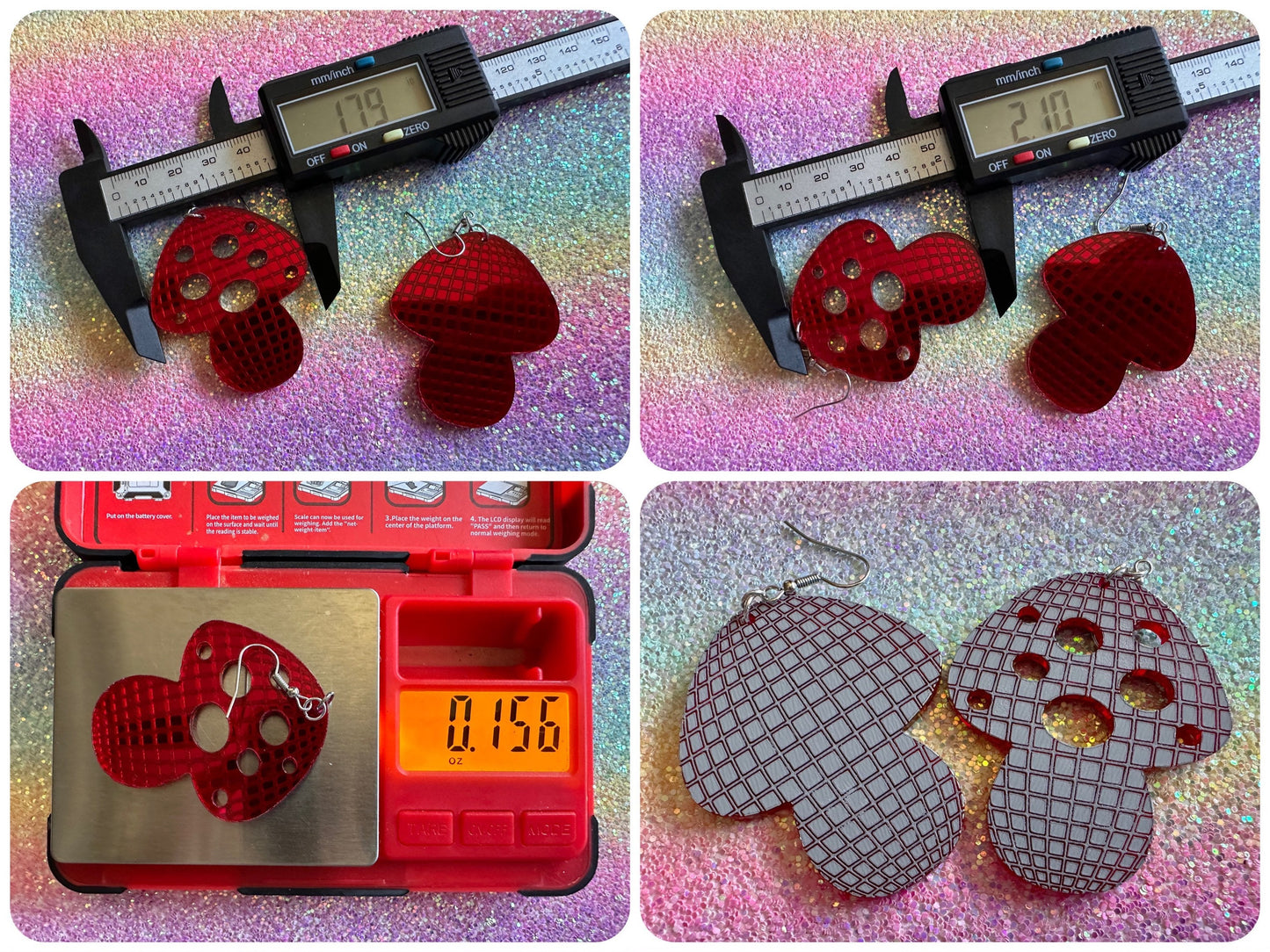 Amanita Mushroom Earrings: Mirrored Laser Cut Acrylic Disco Mushrooms, Shroom, Retro, Party, Celebrate, Mycology, Gifts for Her/Him/Them