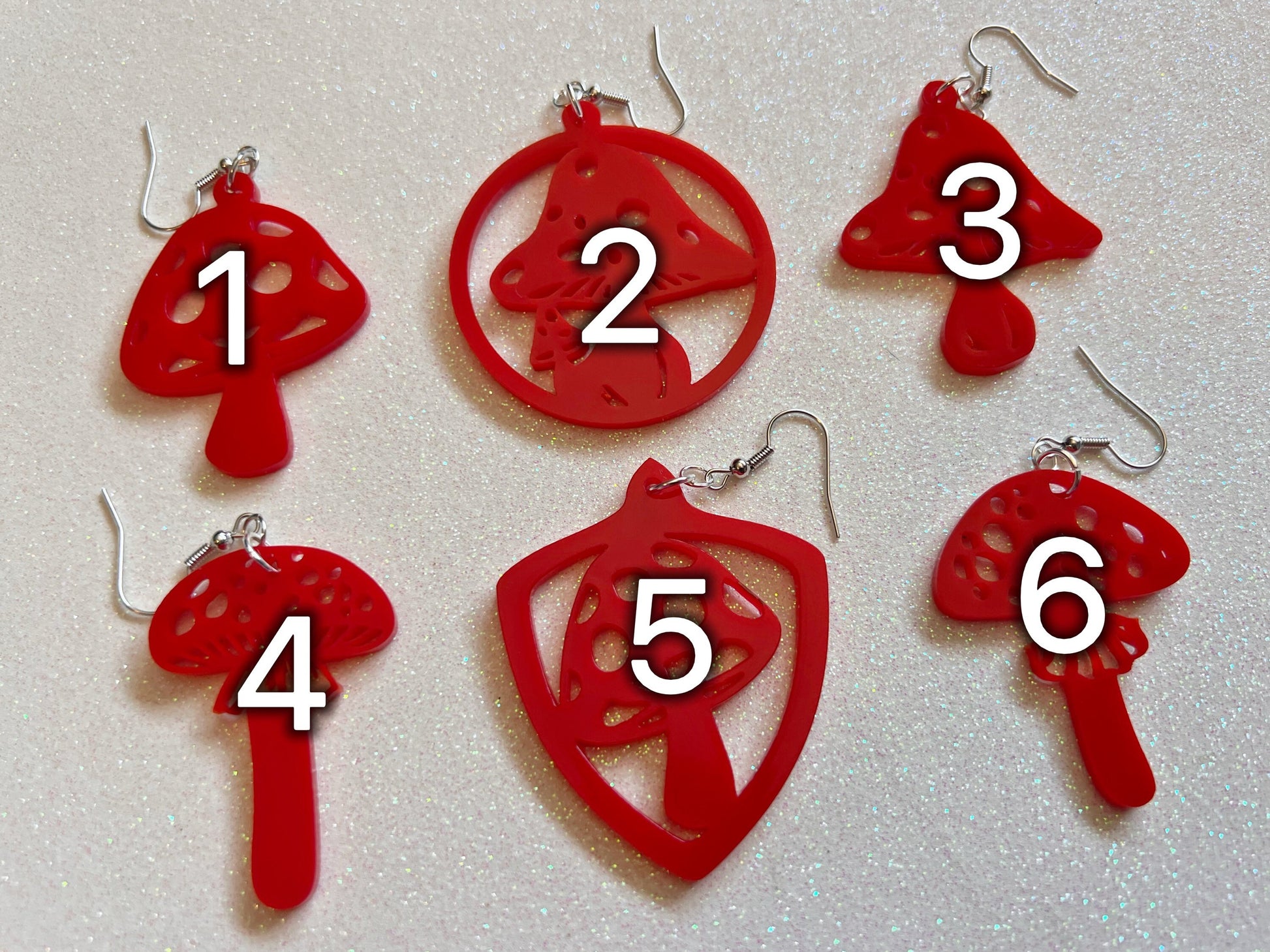 Amanita Mushroom Earrings: Mushies, Mycology, Psychedelic Mushroom Jewelry, Laser Cut Acrylic, Best Gift for Her/Him/Them