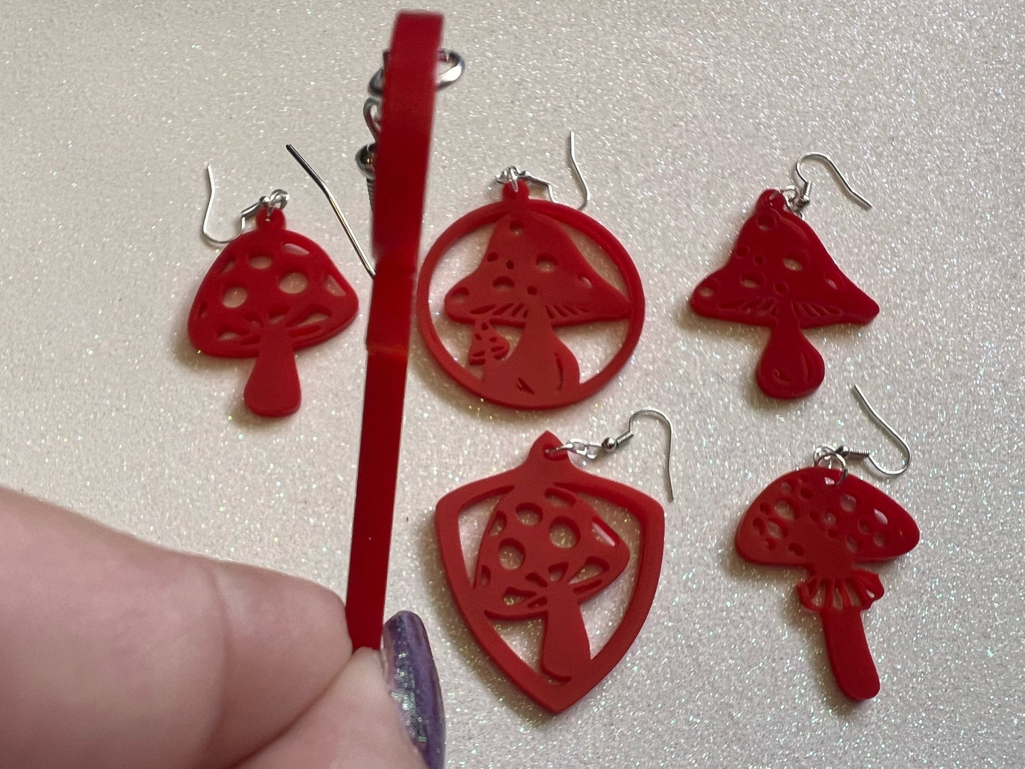 Amanita Mushroom Earrings: Mushies, Mycology, Psychedelic Mushroom Jewelry, Laser Cut Acrylic, Best Gift for Her/Him/Them