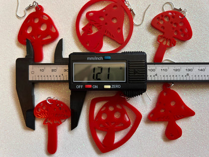 Amanita Mushroom Earrings: Mushies, Mycology, Psychedelic Mushroom Jewelry, Laser Cut Acrylic, Best Gift for Her/Him/Them