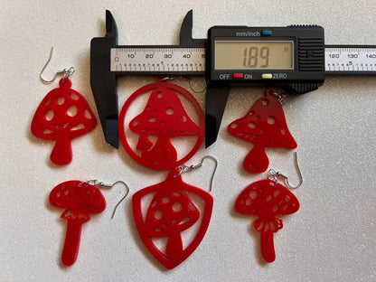 Amanita Mushroom Earrings: Mushies, Mycology, Psychedelic Mushroom Jewelry, Laser Cut Acrylic, Best Gift for Her/Him/Them