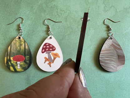 Amanita Mushroom Earrings: Mycology, Chanterelle, Bolete, Morel, Snail Earrings, Mushroom Jewelry, Sublimated, Best Gifts for Her/Him/Them