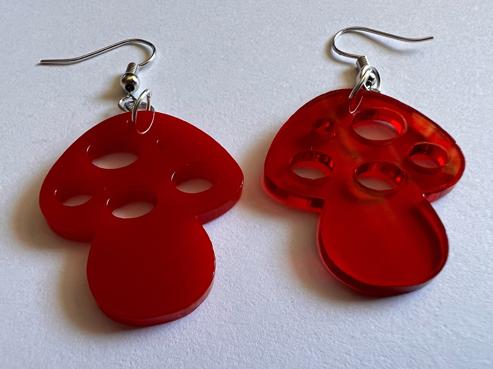 Amanita Mushroom Earrings: Mycology, Foraging, Laser Cut Acrylic Mushroom Jewelry, Plants, Whimsical, Fairy, Best Gifts for Her/Him/Them