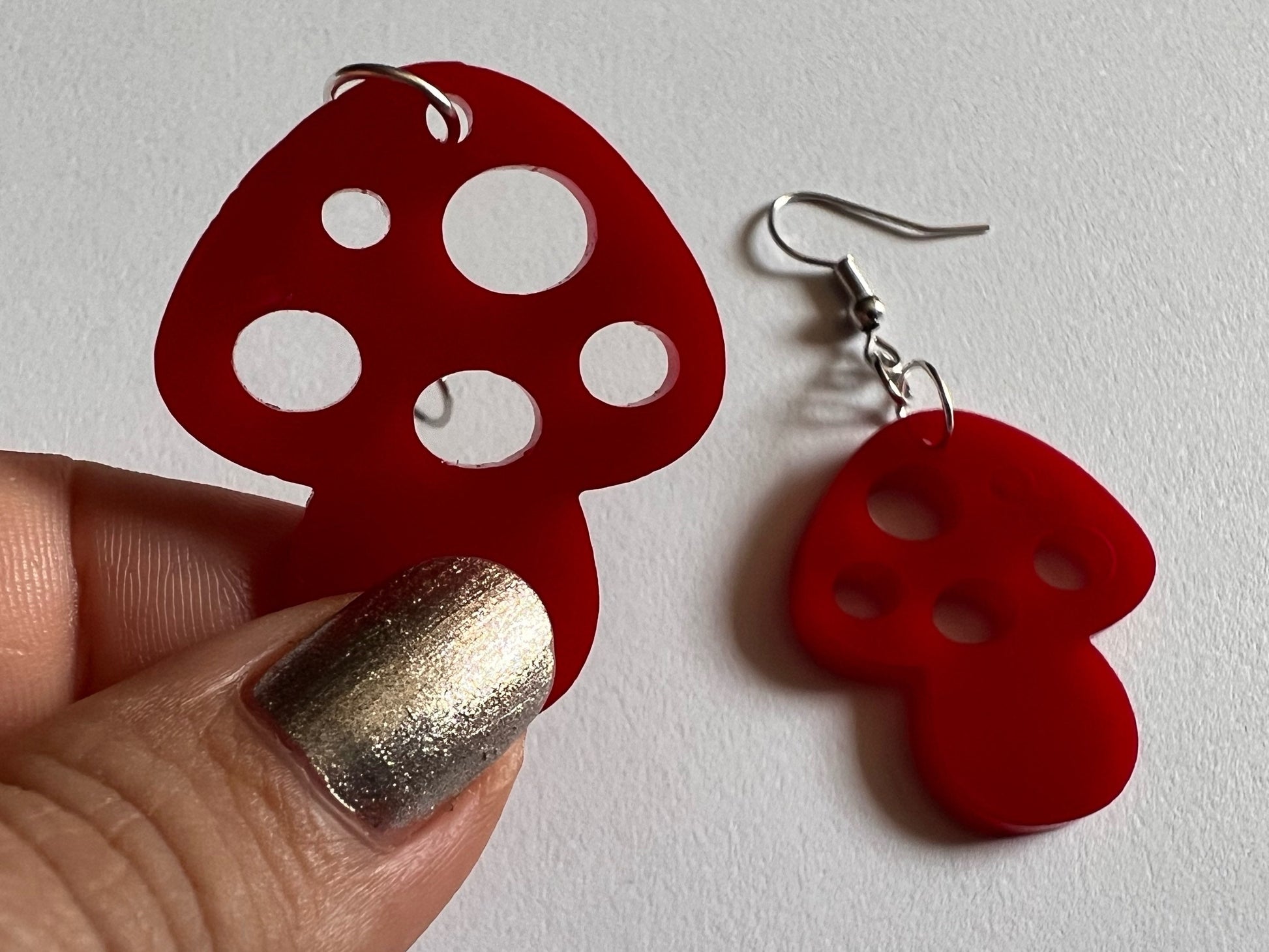 Amanita Mushroom Earrings: Mycology, Foraging, Laser Cut Acrylic Mushroom Jewelry, Plants, Whimsical, Fairy, Best Gifts for Her/Him/Them