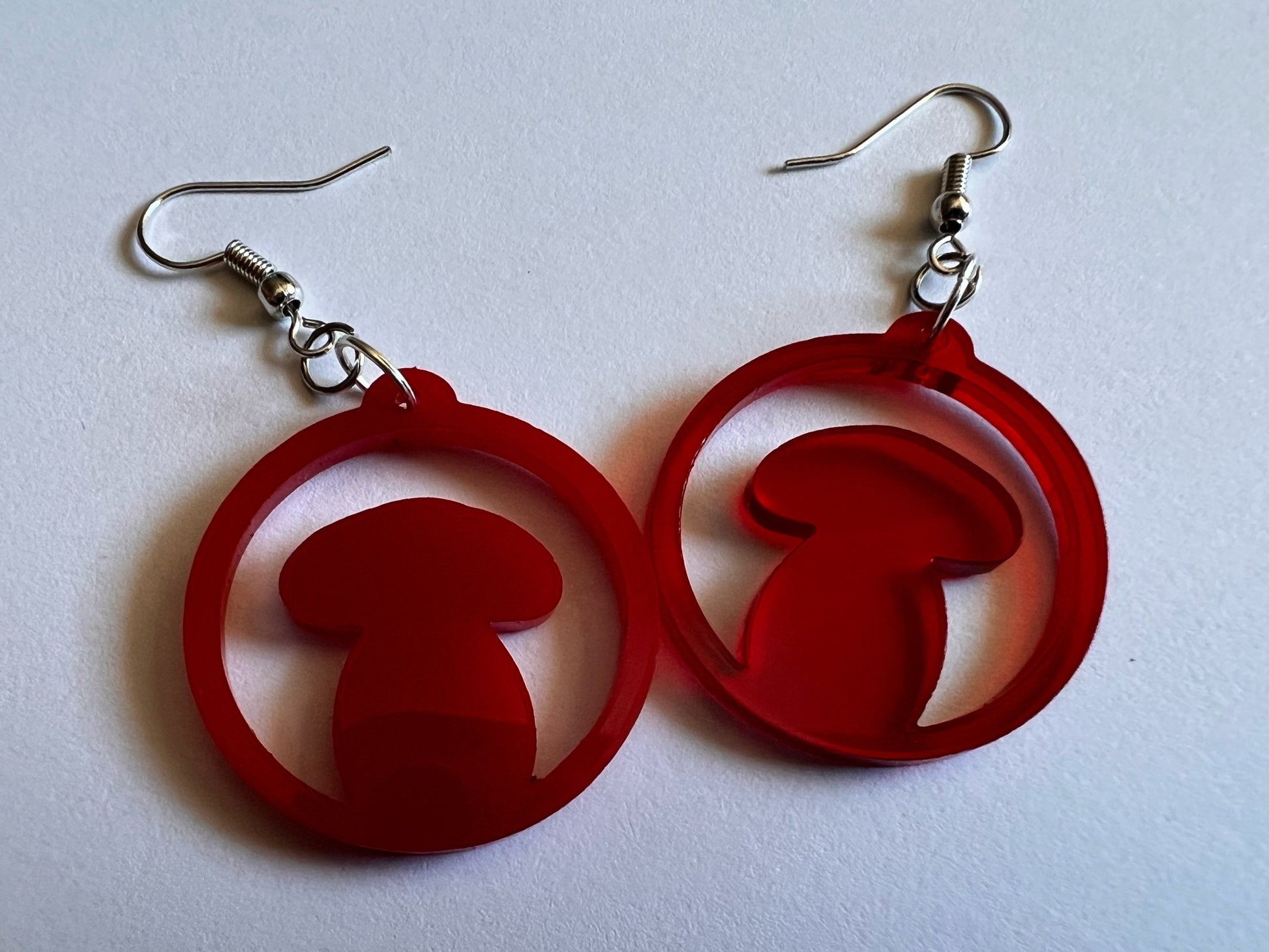 Amanita Mushroom Earrings: Mycology, Foraging, Laser Cut Acrylic Mushroom Jewelry, Plants, Whimsical, Fairy, Best Gifts for Her/Him/Them