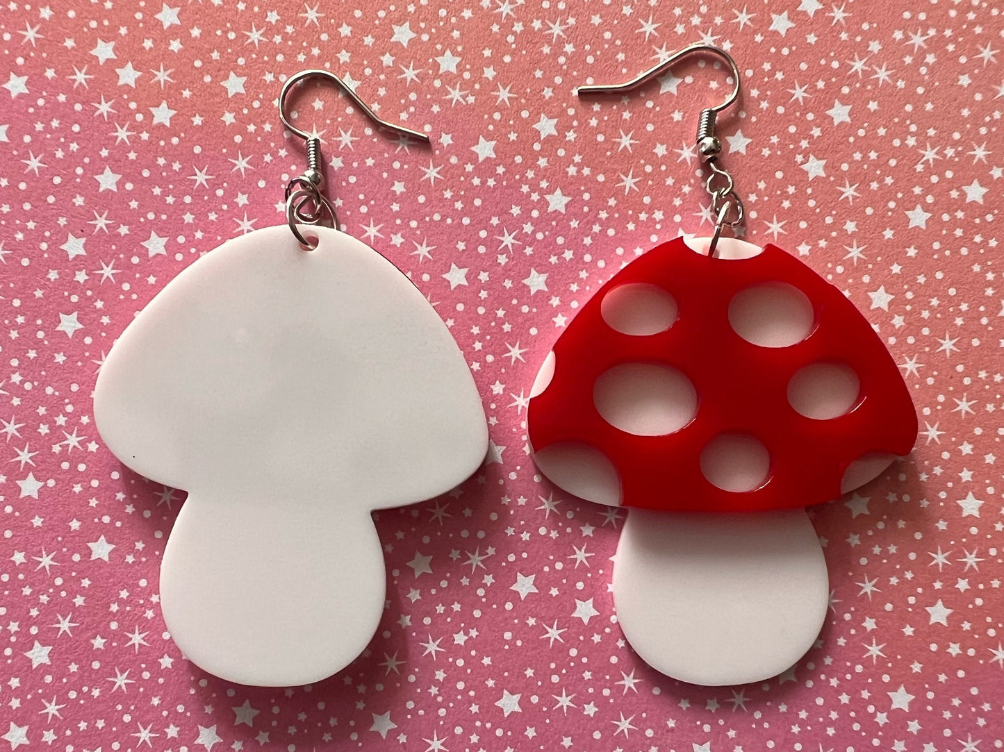 Amanita Mushroom Earrings: Mycology, Foraging, Laser Cut Acrylic Mushroom Jewelry, Plants, Whimsical, Fairy, Best Gifts for Her/Him/Them