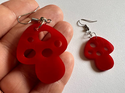 Amanita Mushroom Earrings: Mycology, Foraging, Laser Cut Acrylic Mushroom Jewelry, Plants, Whimsical, Fairy, Best Gifts for Her/Him/Them