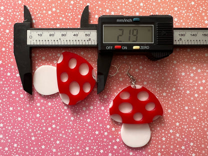 Amanita Mushroom Earrings: Mycology, Foraging, Laser Cut Acrylic Mushroom Jewelry, Plants, Whimsical, Fairy, Best Gifts for Her/Him/Them