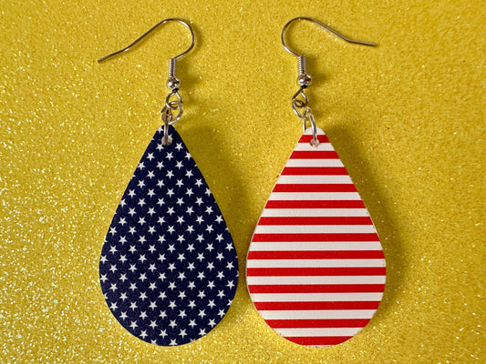 American Flag Earrings: Laser Cut Acrylic USA Flags, July 4th, 4th of July, United States, Patriot, Independence Day, Gifts for Her/Him/Them