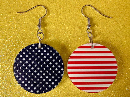 American Flag Earrings: Laser Cut Acrylic USA Flags, July 4th, 4th of July, United States, Patriot, Independence Day, Gifts for Her/Him/Them
