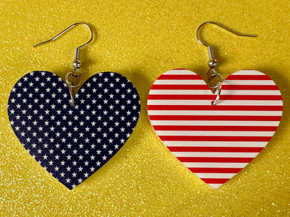 American Flag Earrings: Laser Cut Acrylic USA Flags, July 4th, 4th of July, United States, Patriot, Independence Day, Gifts for Her/Him/Them