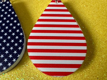 American Flag Earrings: Laser Cut Acrylic USA Flags, July 4th, 4th of July, United States, Patriot, Independence Day, Gifts for Her/Him/Them