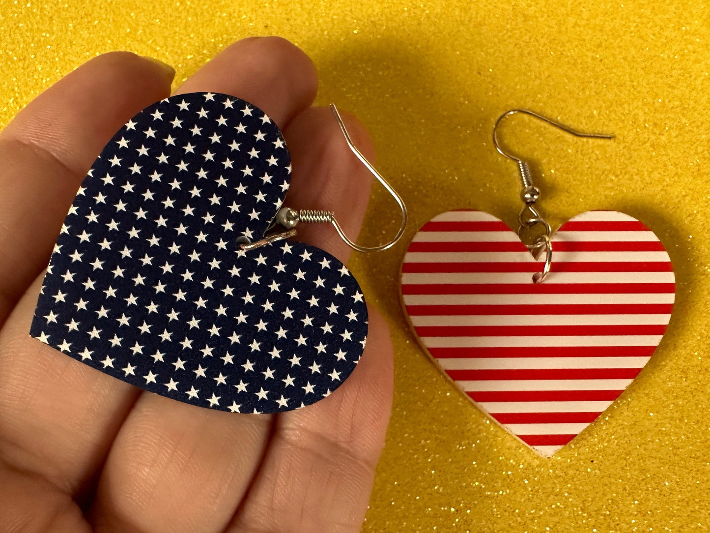 American Flag Earrings: Laser Cut Acrylic USA Flags, July 4th, 4th of July, United States, Patriot, Independence Day, Gifts for Her/Him/Them