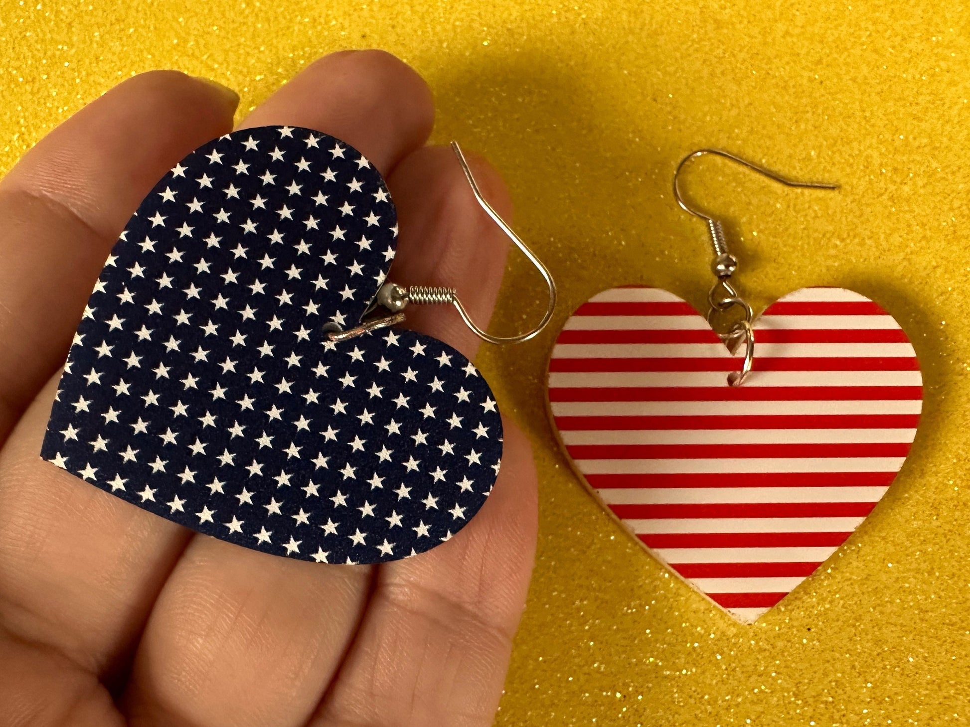 American Flag Earrings: Laser Cut Acrylic USA Flags, July 4th, 4th of July, United States, Patriot, Independence Day, Gifts for Her/Him/Them