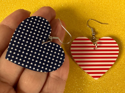 American Flag Earrings: Laser Cut Acrylic USA Flags, July 4th, 4th of July, United States, Patriot, Independence Day, Gifts for Her/Him/Them