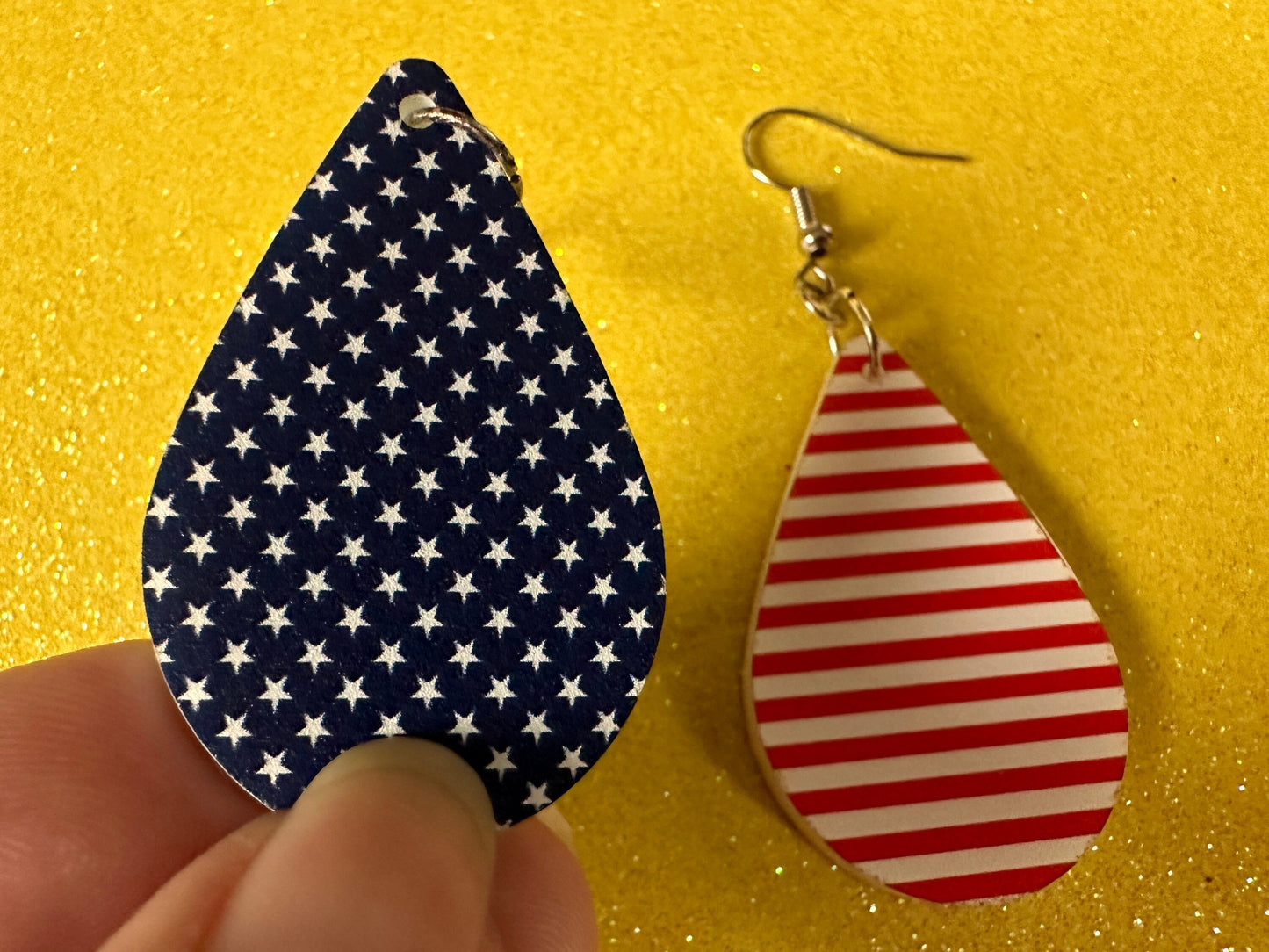 American Flag Earrings: Laser Cut Acrylic USA Flags, July 4th, 4th of July, United States, Patriot, Independence Day, Gifts for Her/Him/Them