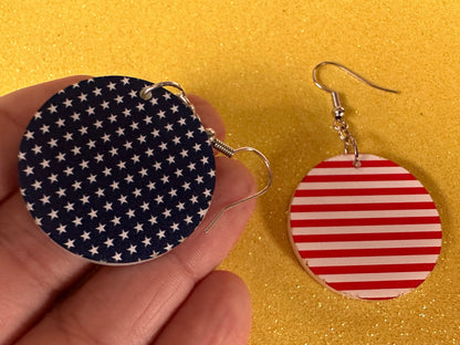 American Flag Earrings: Laser Cut Acrylic USA Flags, July 4th, 4th of July, United States, Patriot, Independence Day, Gifts for Her/Him/Them