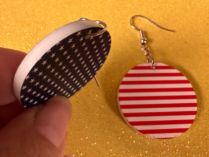 American Flag Earrings: Laser Cut Acrylic USA Flags, July 4th, 4th of July, United States, Patriot, Independence Day, Gifts for Her/Him/Them