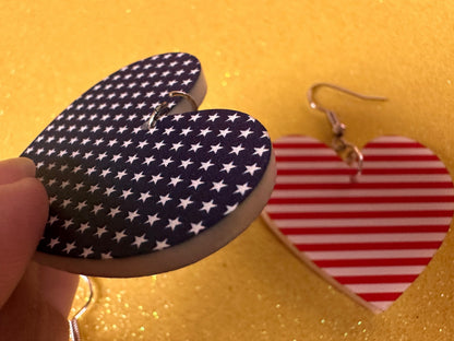 American Flag Earrings: Laser Cut Acrylic USA Flags, July 4th, 4th of July, United States, Patriot, Independence Day, Gifts for Her/Him/Them