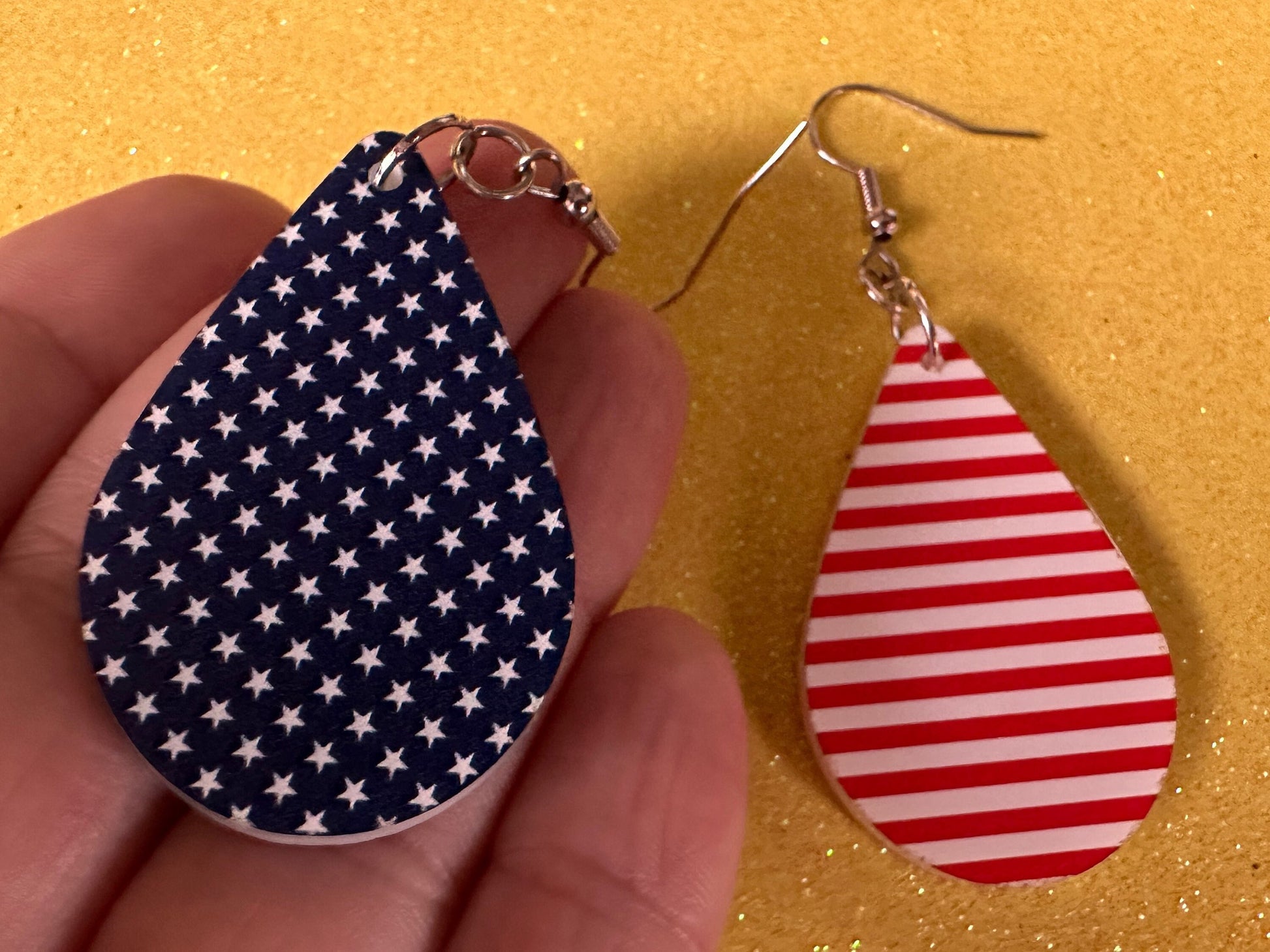 American Flag Earrings: Laser Cut Acrylic USA Flags, July 4th, 4th of July, United States, Patriot, Independence Day, Gifts for Her/Him/Them