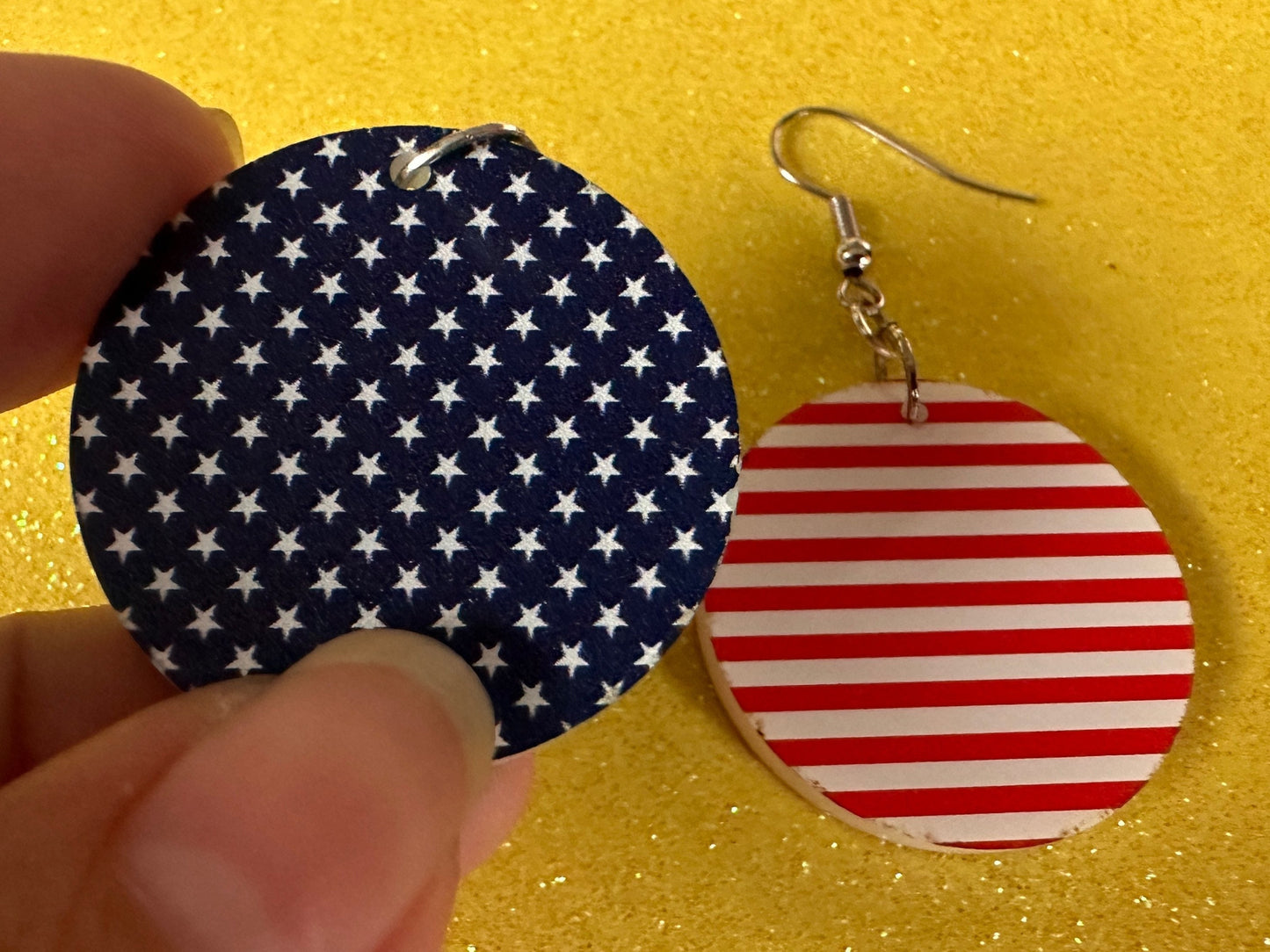 American Flag Earrings: Laser Cut Acrylic USA Flags, July 4th, 4th of July, United States, Patriot, Independence Day, Gifts for Her/Him/Them