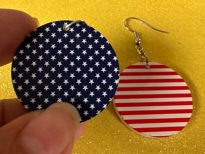 American Flag Earrings: Laser Cut Acrylic USA Flags, July 4th, 4th of July, United States, Patriot, Independence Day, Gifts for Her/Him/Them