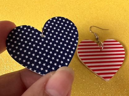 American Flag Earrings: Laser Cut Acrylic USA Flags, July 4th, 4th of July, United States, Patriot, Independence Day, Gifts for Her/Him/Them