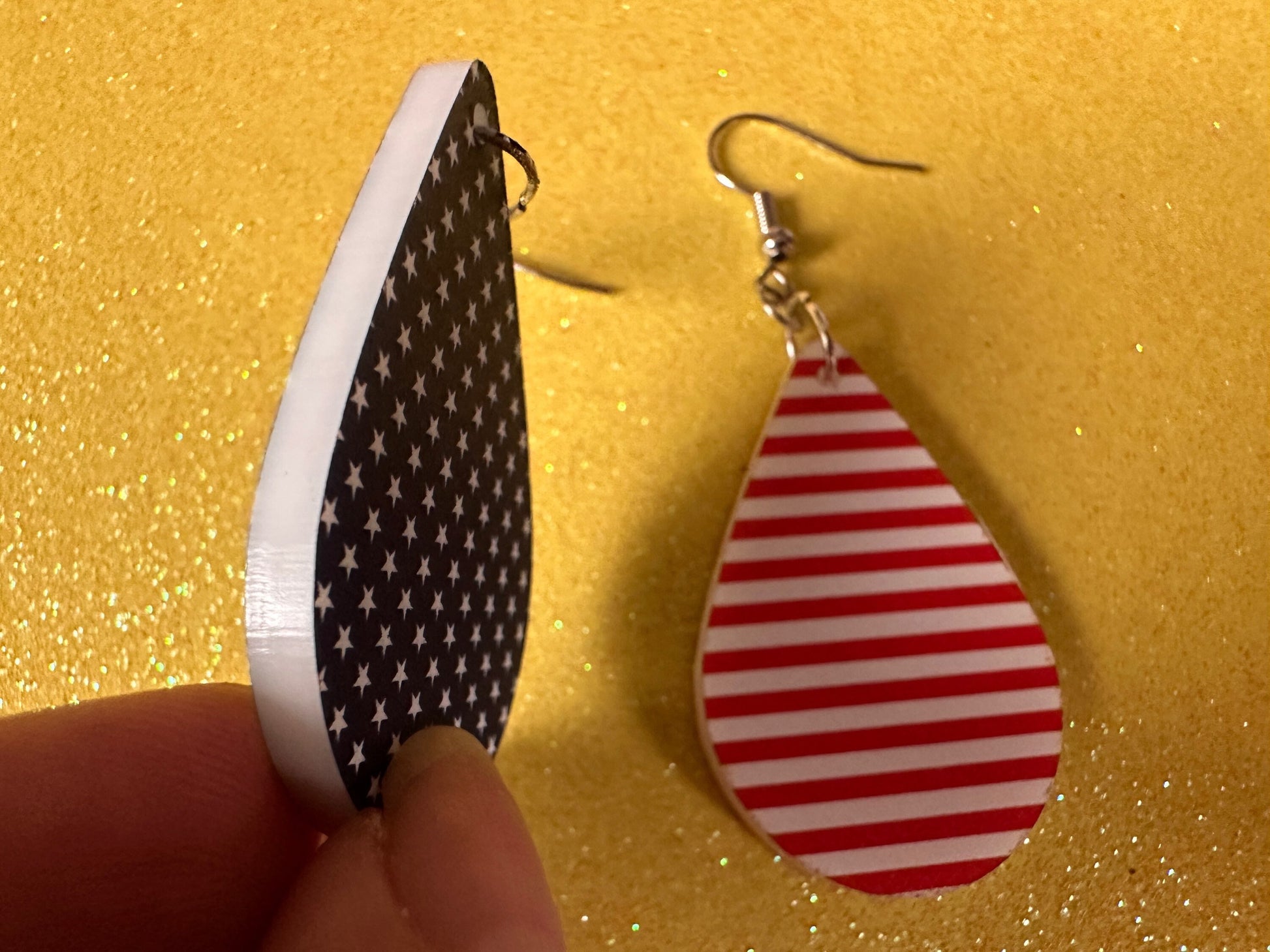 American Flag Earrings: Laser Cut Acrylic USA Flags, July 4th, 4th of July, United States, Patriot, Independence Day, Gifts for Her/Him/Them