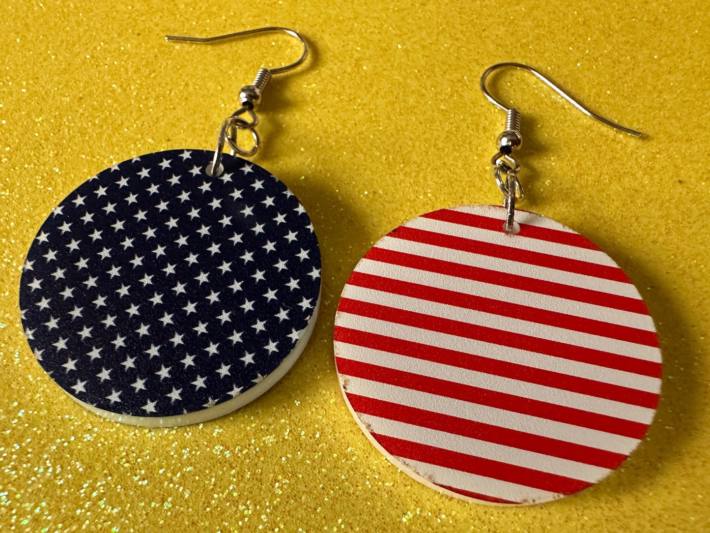 American Flag Earrings: Laser Cut Acrylic USA Flags, July 4th, 4th of July, United States, Patriot, Independence Day, Gifts for Her/Him/Them