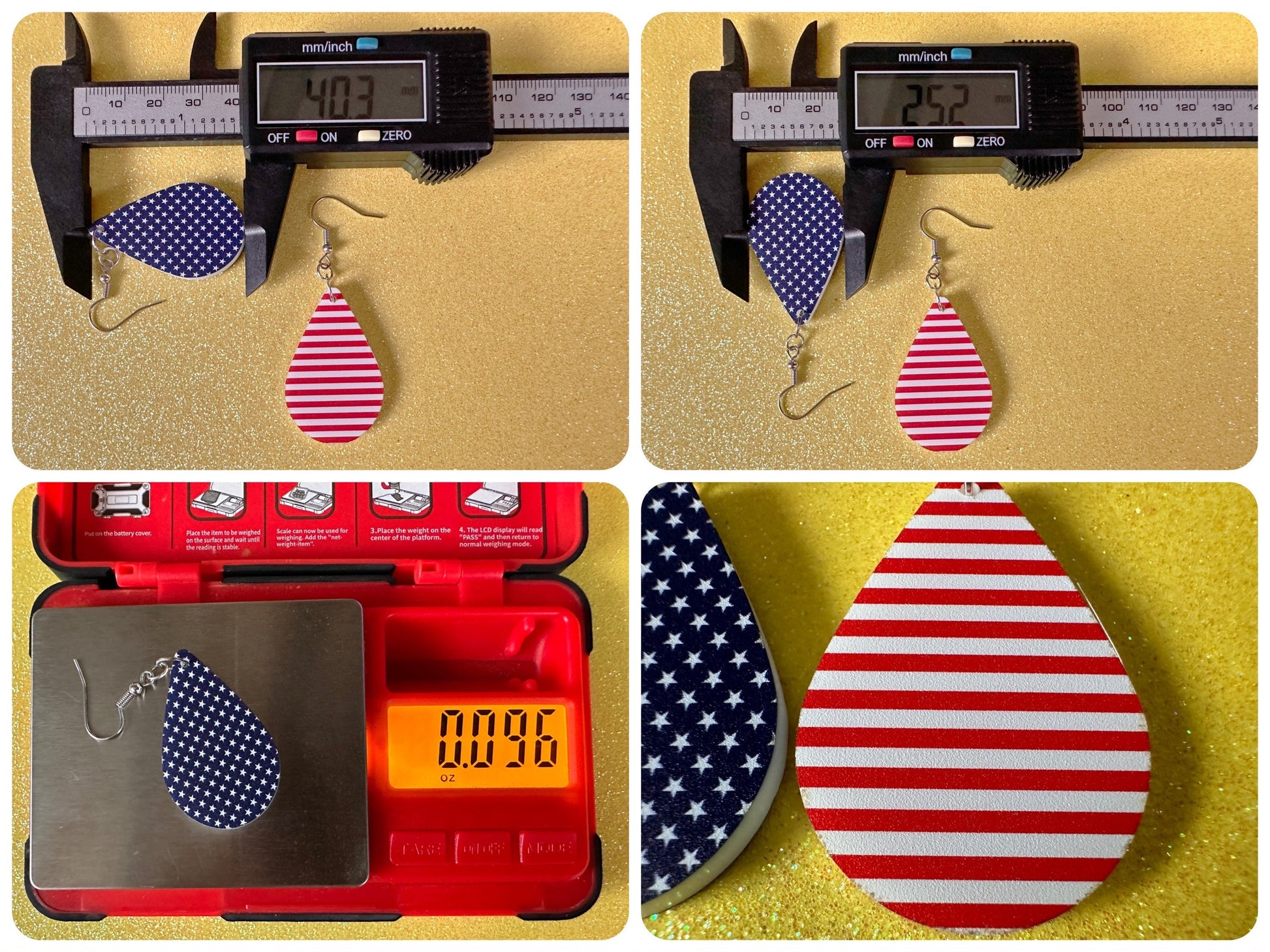American Flag Earrings: Laser Cut Acrylic USA Flags, July 4th, 4th of July, United States, Patriot, Independence Day, Gifts for Her/Him/Them