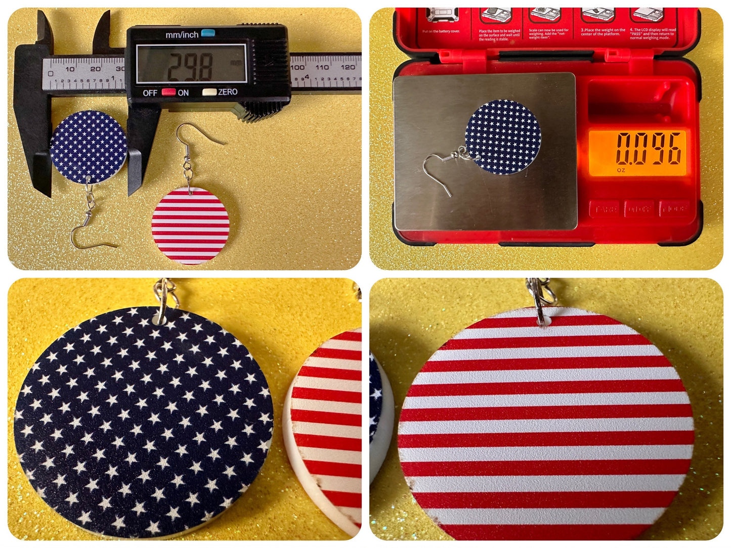 American Flag Earrings: Laser Cut Acrylic USA Flags, July 4th, 4th of July, United States, Patriot, Independence Day, Gifts for Her/Him/Them