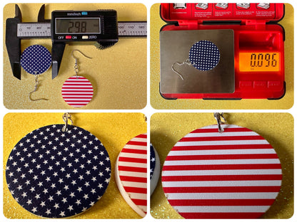 American Flag Earrings: Laser Cut Acrylic USA Flags, July 4th, 4th of July, United States, Patriot, Independence Day, Gifts for Her/Him/Them