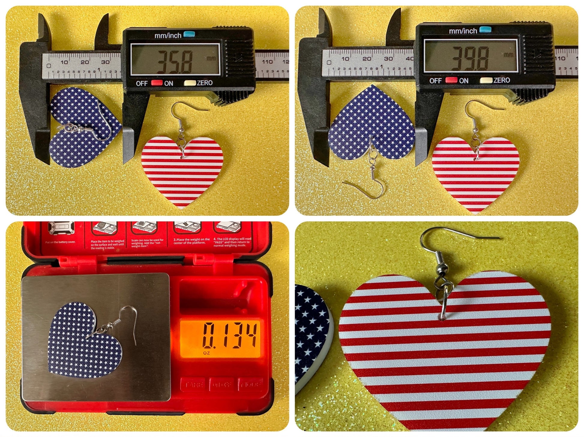 American Flag Earrings: Laser Cut Acrylic USA Flags, July 4th, 4th of July, United States, Patriot, Independence Day, Gifts for Her/Him/Them