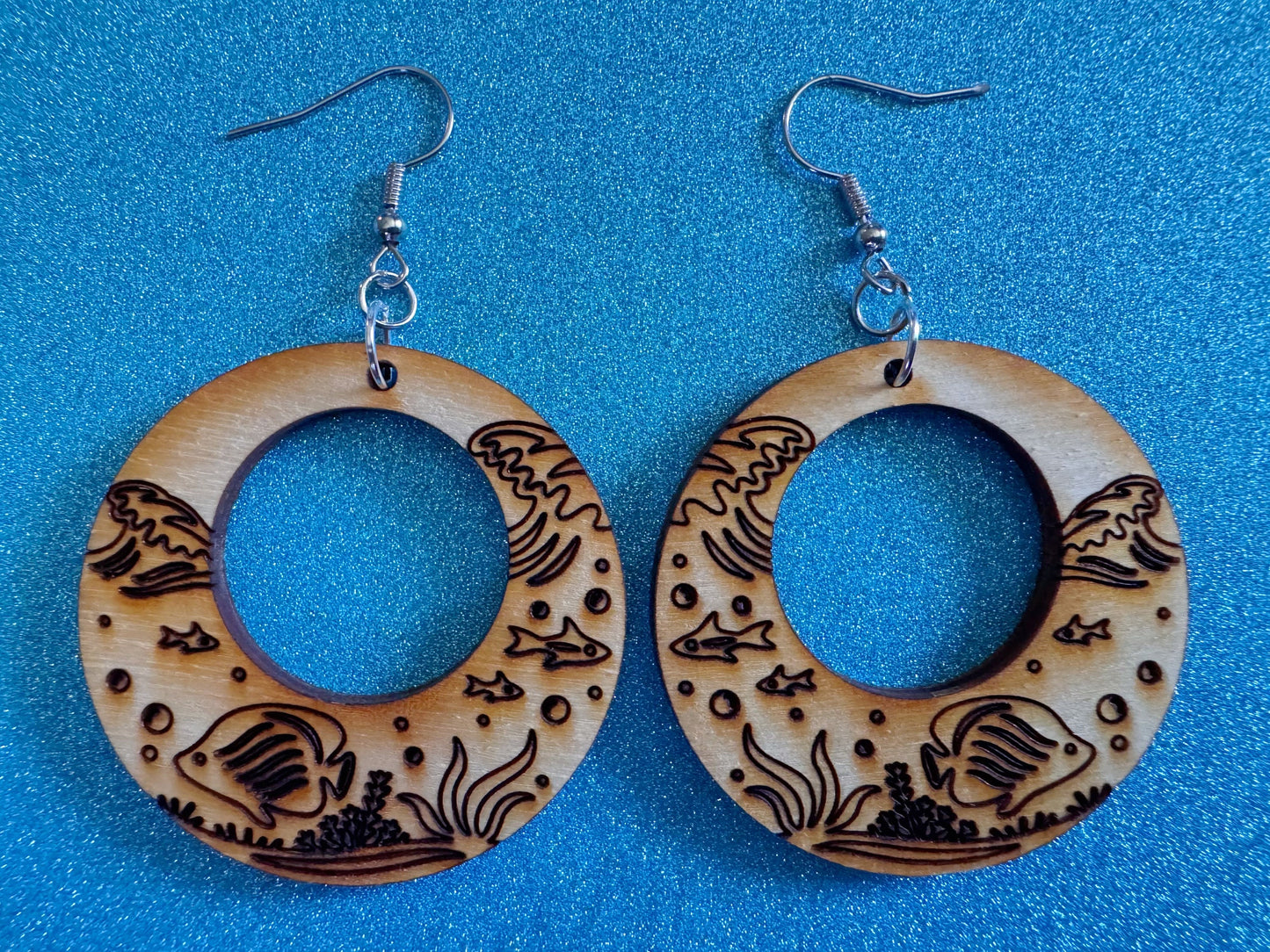 Angel Fish Earrings: Laser Cut Wood Sea Creature, Waves, Ocean, Seaweed, Diving, Tropical Dive, Hawaii, Aquatic, Best Gifts for Her/Him/Them