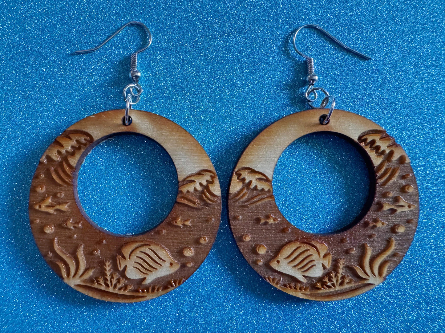 Angel Fish Earrings: Laser Cut Wood Sea Creature, Waves, Ocean, Seaweed, Diving, Tropical Dive, Hawaii, Aquatic, Best Gifts for Her/Him/Them