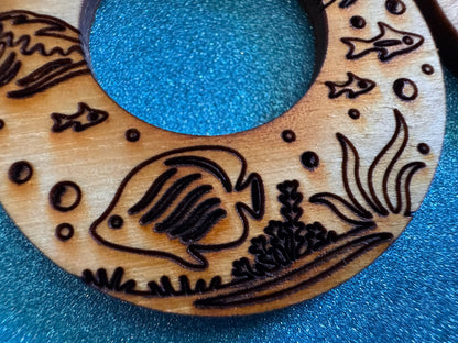 Angel Fish Earrings: Laser Cut Wood Sea Creature, Waves, Ocean, Seaweed, Diving, Tropical Dive, Hawaii, Aquatic, Best Gifts for Her/Him/Them